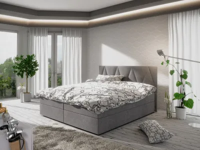 Produktbild von Boxspringbett Schlafzimmerbett GALA 180x200cm Grau inkl.Bettkasten