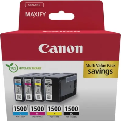 Produktbild von Canon PGI-1500 BK/C/M/Y  schwarz, cyan, magenta, gelb Druckerpatronen, 4er-Set