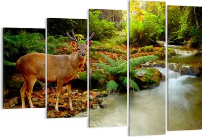 Produktbild von Bild auf Leinwand - Leinwandbild - Herbst berg strom landschaft - 150x100cm - Wand Bild - Wanddeko - Leinwanddruck - Bilder - Kunstdruck - Wanddekoration - Leinwand bilder - Wandkunst - EG150x100-2243