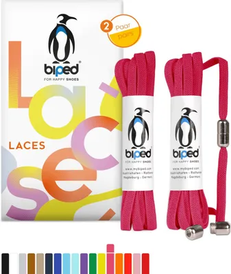 Produktbild von biped LACES 2 Paar Schnürsenkel ohne Binden mit Metallkapsel Drehverschluss flach 6 mm z2910(#13 pink)
