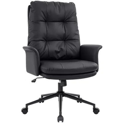 Produktbild von IWMH Chefsessel, Ergonomisch Drehstuhl mit hoher Rückenlehne, Kunstleder Bürostuhl für Arbeitszimmer Gaming Homeoffice - Schwarz