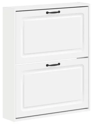 Image de Armoire à chaussures murale modèle UTRECHT, dimensions 71 x 17 x 86 cm, couleur blanche