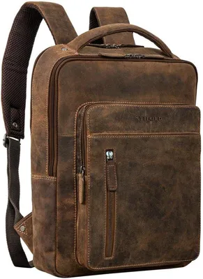 Produktbild von Große Leder-Rugzak für Herren und Damen, Braun, 13-14 Zoll
