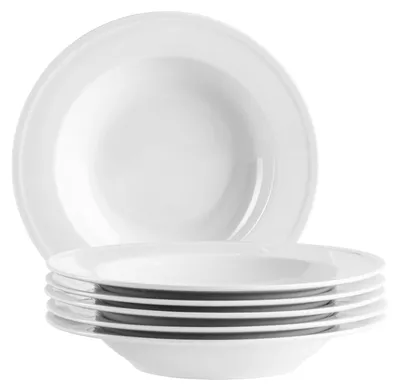 Suppenteller-Set, 6er, Porzellan, 22 cm, weiß, spülmaschinengeeignet