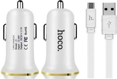 Produktbild von HOCO Auto Kfz Ladegerät 2.1A + micro USB Kabel weiß
