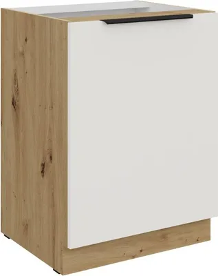 Obrázek produktu pro Dolní jednodveřová skříňka LUNARA - šířka 60 cm, bílá / dub artisan