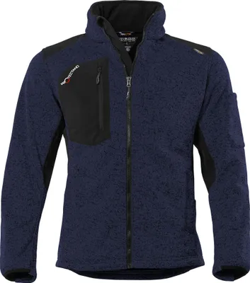 Produktbild von Qualitex Strick-Fleecejacke - wärmende (melange) Strickfleece-Übergangsjacke - Softshell & Cordura - in Farbe: navy/meliert - Herren: 3XL - Damen: 56