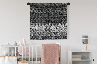 Produktbild von MuchoWow® Wandteppich Wandbehang Makramee-Teppich - schwarz und weiß 90x90 cm Tapisserie Dekoration Wandtuch - Wandaufhänger