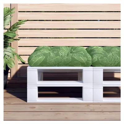 Produktbild von Palettenkissen mit Blattmuster 60x60x12 cm, Stoff, für Outdoor und Innenräume, UV-beständig, wasserabweisend