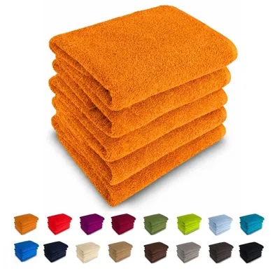 Produktbild von 400g/m² Handtücher 50x100 Badetücher 100% Baumwolle Frottee Nr 15 orange