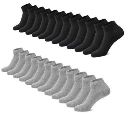 Produktbild von FALARY Sneaker Socken Herren Damen 12 Paar Kurze Halbsocken Baumwolle-SchwarzGra