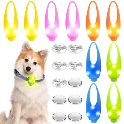 Produktbild von 10 Stück Hunde Leuchtanhänger LED Blinklicht, Silikon Hundehalsbandanhänger für Hund Katzen, Haustier Leuchthalsband mit 2 Blinkmodis Sicherheitslicht Clip für Schulranzen, Kinder, Jogger