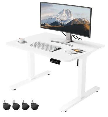 Elektrischer Sitz-Steh-Schreibtisch 80x60 cm, höhenverstellbar 48-75 cm, weiß