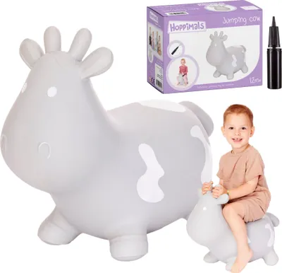 Image de Hoppimals Vache qui saute Pour la gymnastique et l'adresse des enfants Pompe incluse - Saute-bébé Gris