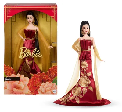 Produktbild von Barbie Signature Lunar New Year Modepuppe, rotes Kleid mit goldenem Pfingstrosenmuster, Spielzeug zum Sammeln, Modepuppe, Weiblich, 6 Jahr(e), Junge/Mädchen, 330,2 mm, Mehrfarbig