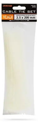 Productafbeelding van 100 transparante kabelbinders – Nylon 66 kabelbinders, zelfsluitend – Kabelbinders 200 x 2,5 mm – Transparante kabelbinders voor kabelbeheer en installatie – Verpakking van 100 stuks [05426]