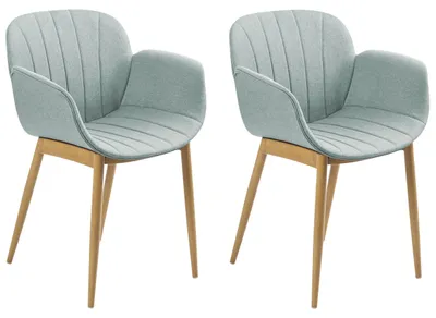 Obrázek produktu pro BELIANI Sada 2 jídelních židlí mátově zelená látkové čalounění s područkami moderní design nábytek do jídelny