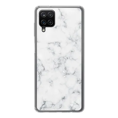 Produktbild von MuchoWow® Handyhülle Schutzhülle Hülle für Samsung Galaxy A12 Marmor - Weiß - Silber - Glitter - Marmoroptik - Chic Silikon Softcase Handy Hülle - Bild