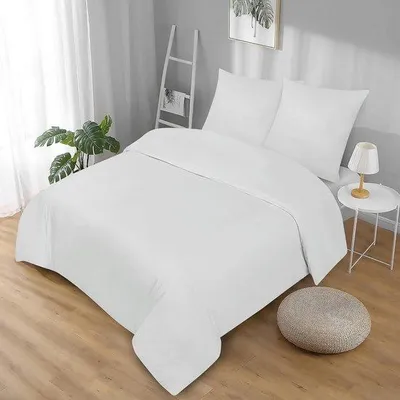 Zdjęcie produktu dla Zestaw pościeli bawełnianej Ibzoa® 135 x 200 cm, biały – 100% bawełna, oddychająca, z zamkiem, zawiera poszewkę na poduszkę 80 x 80 cm