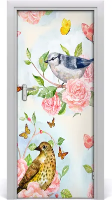 Produktbild von Tulup Türaufkleber 85x205 cm Dekorative Aufkleber Selbstklebend Wasserdichte Tapete Abnehmbar Schlafzimmer Wohnzimmer Wohnkultur - Schmetterling Blume