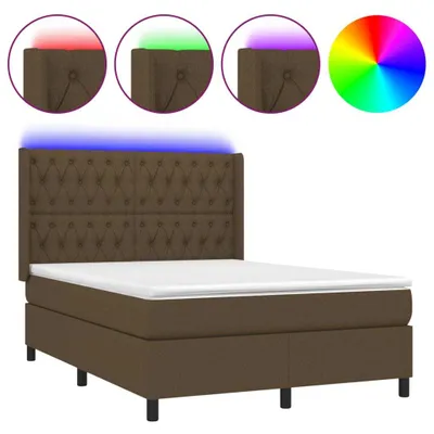 Immagine prodotto di Letto a Molle Materasso e LED Marrone Scuro 140x200 cm Tessuto