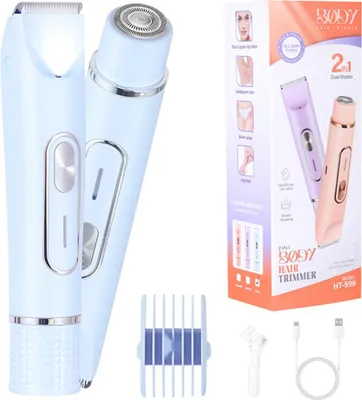 Produktbild von INF 2-in-1 Elektrischer Damenrasierer & Bikini Trimmer - Tragbar & Aufladbar Blau