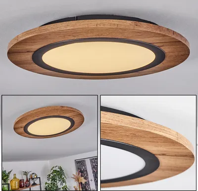 Produktbild von Vacil Deckenlampe aus Metall/MDF/Kunststoff in Schwarz/Holzoptik/Braun/Weiß