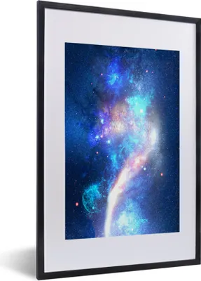 Produktbild von MuchoWow® Gerahmtes Poster Sterne - Blau - Weltraum 40x60 cm - Poster mit Schwarzem Bilderrahmen Wandposter Rahmen Foto Bilder - Poster in Rahmen