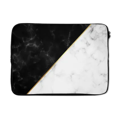 Produktbild von MuchoWow® Laptop Hülle 14 ZollMarmor - Weiß - Schwarz - Gold Laptoptasche - Laptoptasche - Stoßsicher - Schutzhaube