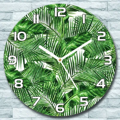 Produktbild von Wanduhr aus Glas Rund fi 30 Tropischer Dschungel Quarz Deko Wohnzimmer Büro