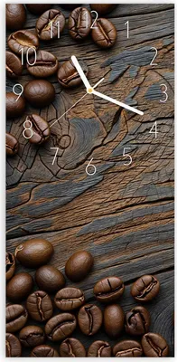 Produktbild von Wanduhr aus Glas mit Motiv Kaffeebohnenholz- 30 x 60 cm - inkl. Aufhängesystem
