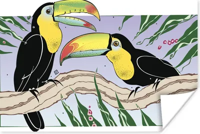 Produktbild von MuchoWow® Poster Eine Illustration von Tukanen 90x60 cm - Schlafzimmer