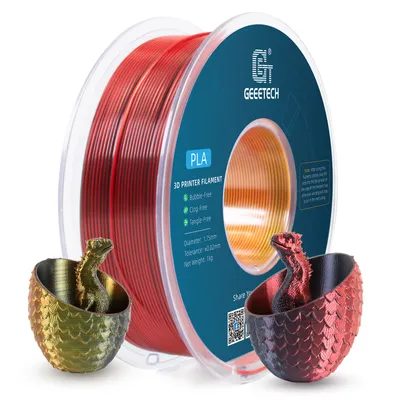 Zdjęcie produktu dla Drukarka 3D Geeetech 1 kg 1,75 mm filamentu PLA Silk Tri-Color (czerwony + złoty + czarny), dokładność wymiarowa +/- 0,03 mm