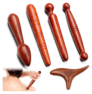 Produktbild von 4 Stück Massageholz, Dreieck-Massagegerät und Triggerpunkt-Massagegerät für Füße, Schultern, Rücken und Beine