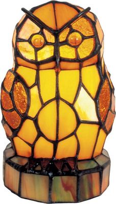 Casa Padrino Tiffany Tischleuchte / Dekoleuchte Eule Ø 16 x H. 18 cm - Handgefertigte Tiffany Leuchte aus 116 Glasteilen