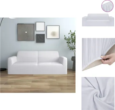 Obrázek produktu pro vidaXL Stretch potah na 2místnou pohovku bílý polyesterový žerzej - Potahy