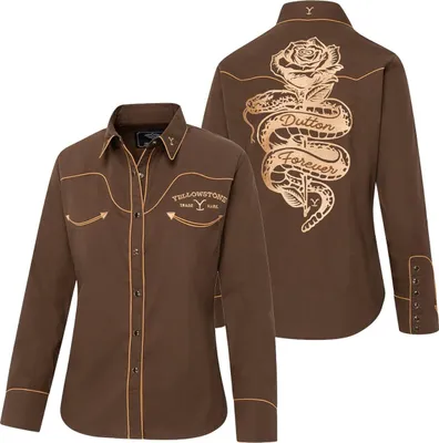 Produktbild von Stars & Stripes Damen Westernbluse YELLOWSTONE »Dutton forever« Braun