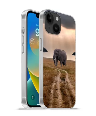 Produktbild von MuchoWow® Handyhülle Schutzhülle Hülle für Apple iPhone 14 - Softcase Elefant - Tiere - Wiese - Sonne Silikon Softcase Handy Hülle - Mobiltelefonhülle