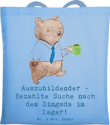 Produktbild von Mr. & Mrs. Panda Shopping Tasche Auszubildender Abenteuer - Sky Blue - Geschenk, Beutel, Beruf, Berufspassion, besonderer Moment, Tragetasche, Einkaufstasche, Uni