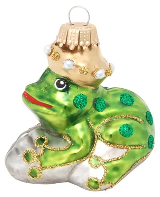 Produktbild von Krebs Glas Lauscha Christbaumschmuck zum Aufhängen - Verzauberter Frosch 6cm - Weihnachtsbaumdekoration aus Glas - 03367