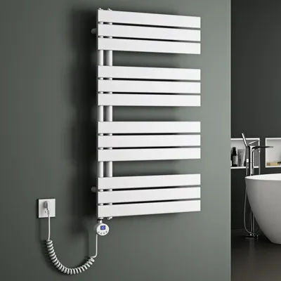 Produktbild von Mai & Mai Badheizkörper Elektrisch 104x60 cm in Weiß Seitenanschluss Handtuchheizkörper Handtuchhalter Handtuchwärmer Badheizung mit Heizstab 800W