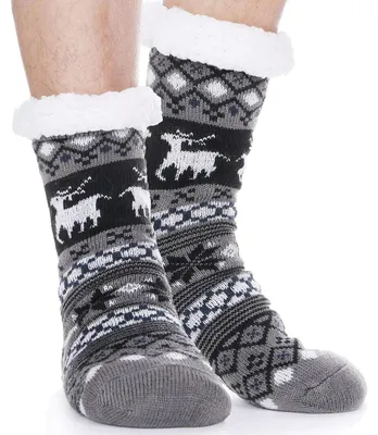 Produktbild von Kuschelsocken Herren Damen Warme Thermosocken Dicke Wintersocken Dunkelgrau Hirsch 1 Paar