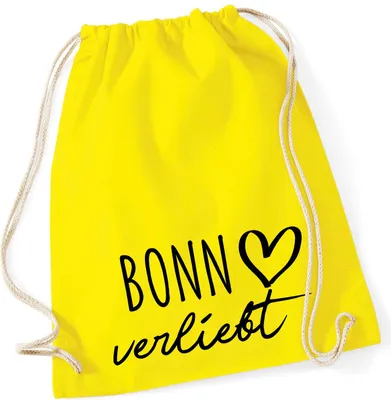 Produktbild von Huuraa Turnbeutel Bonn verliebt 12 Liter Yellow Baumwolle Rucksack Geschenkidee