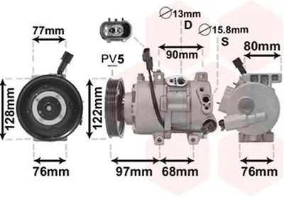 Produktbild von VAN WEZEL 8200K273 Klimaanlage Klimakompressor für KIA RIO III (UB) für HYUNDAI ACCENT IV Stufenheck (RB)
