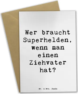 Produktbild von Mr. & Mrs. Panda Beileidskarte Spruch Ziehvater Held - Weiß - Geschenk, Familie, weihnachtskarten, Grußkarten, Grußkarte, Adoptivvater, osterkarte, einzigartige Designs