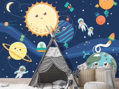Produktbild von Vlies Fototapete Kinderzimmer 400x280 cm Tapeten Wandtapete XXL Kosmos Planeten Sonne Himmel e-C-0077-a-a