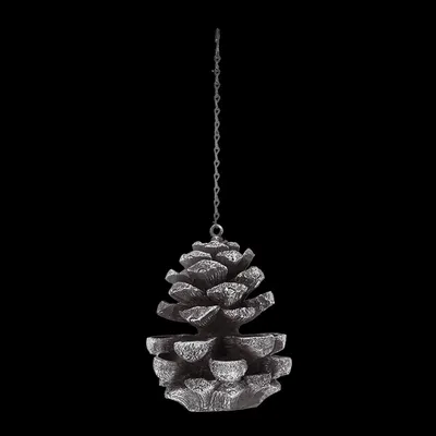 Image de Distributeur de nourriture pour oiseaux à base de cônes de pin.