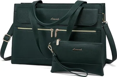 Produktbild von LOVEVOOK Laptop Handtasche Damen, 15,6 Zoll Kunstleder Grün