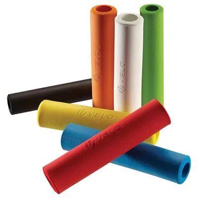 Image de Poignées de vélo Velo  130 mm 100 % silicone ultraléger orange