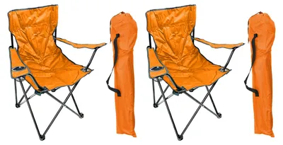 Produktbild von 2'er Set Anglersessel mit Getränkehalter und Tasche Orange